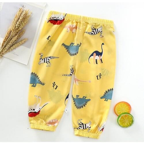 15 Colors Boys Girls Summer Cotton Silk Capris Babys Loose Pajamas Mosquito Proof Pants Kids Cartoon Thin Clothes for 6M-4Y