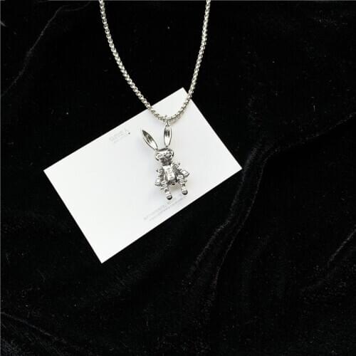 Punk Mechanical Metal Rabbit Pendent Necklace Cold Style Alloy Hare Necklace for Women Men Girls Collar Jewelry Gift Wholesale