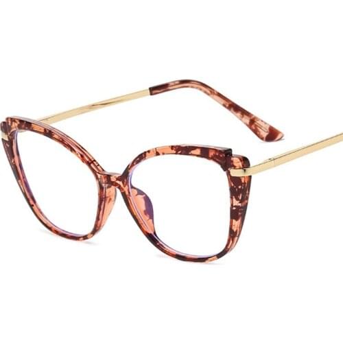 Fashion Cat Eye TR90 Metal Women Glasses Frame Retro Clear Anti-Blu-Ray Eyewear Men Optical Blue Pink Eyeglasses Frame