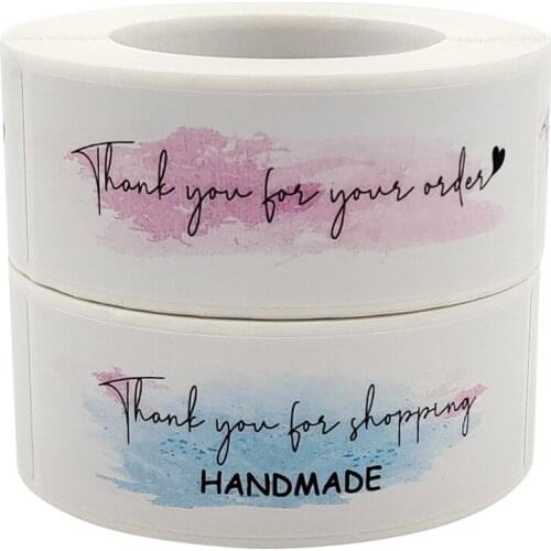 Pink Blue Thank You for Order Gift Label Seal Sticker Business Packaging Decorative Stationery Stickers 250pcs/roll