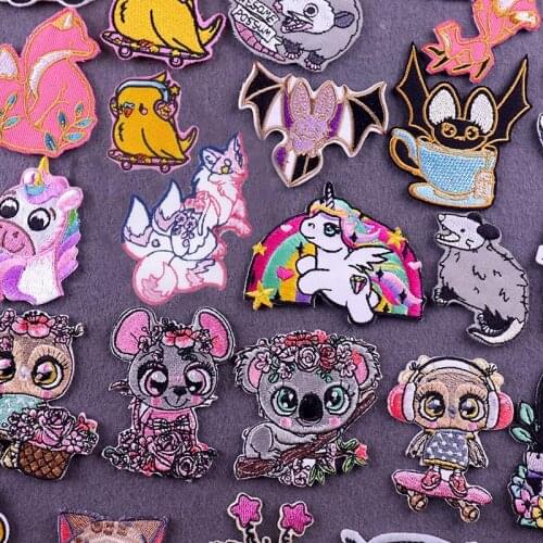 Cartoon Animals Embroidered Patches For Clothing Unicorn/ Koala Patches For Clothes Iron On Patch For Jacket Badges Bird Patch