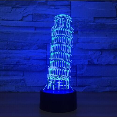 2018 New Pisa Leaning Tower Modeling led lamp New Strange Creative 3D Visual Light USB Colorful Touch Color Child Gift Home Lamp