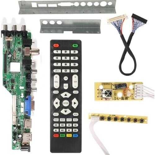 3663 NEW Digital DVB-C DVB-T/T2 Universal LCD LED TV Controller Driver Board+7 Key Button + Iron Baffle Stand 3463A Russian