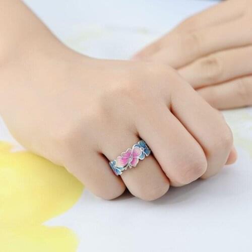 New Fashion Korean Female Butterfly Flower Ring Trend Fashion Charm Ring Party Club Jewelry Wholesale Accessories Anillos
