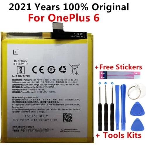 Original Replacement Phone Battery BLP657 3300mAh For OnePlus 6 A6001 High Quality Replacement Li-ion Batteries Free Tools