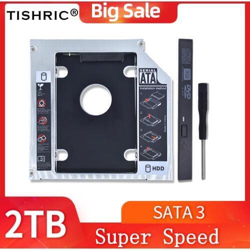 TISHRIC 2ND HDD Caddy 9.5mm/12.7mm Optibay SATA 3.0 HDD Case/Enclosure Adapter DVD HDD Hard Disk For 2.5'' SSD 2TB for Laptop
