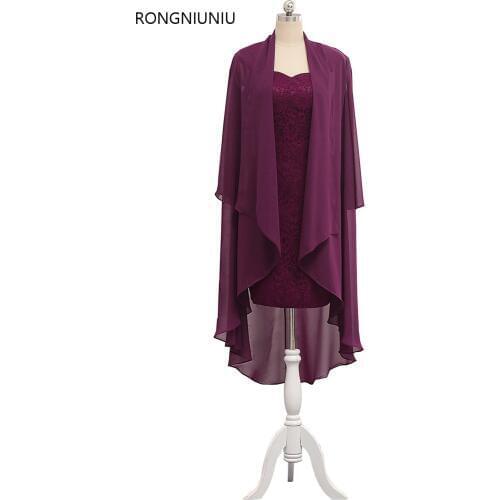 Mother of the Bride Dresses 2018 Lace Silver Gray Dress Plus Size Short Formal Evening Dresses With Jaket For Party Wedding