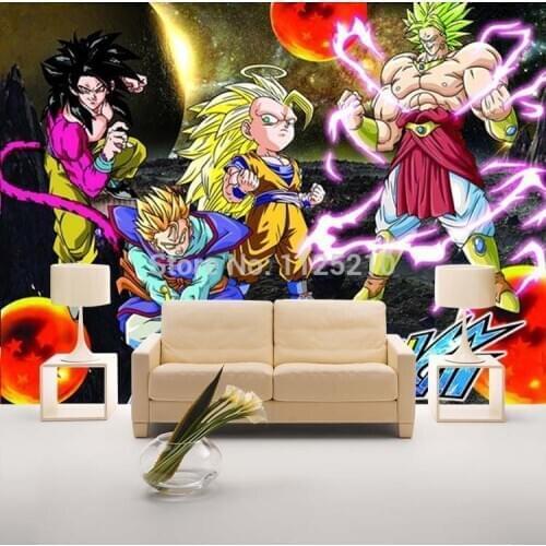 Pvc Cartoon animation mural wallpaper children room bedroom living room wall seven dragon ballCustom Size