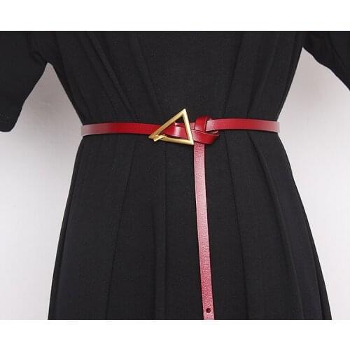 Womens leather belt Casual Metal golden triangle buckle Black Brown Genuine Leather Waist dress Belt 2020 New Designer Fashion