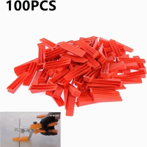 100pcs Red Wedges Plastic Ceramic Tile Leveling System Tiling Floor Wall Carrelage Tools Spacers Locator Leveler Level Wholesale