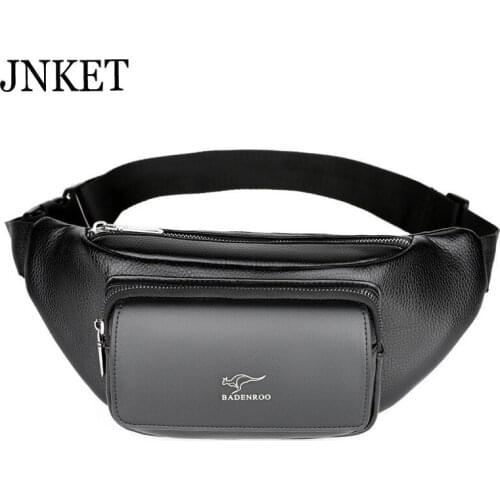 JNKET Fashion Mens PU Leather Waist Bag Shoulder Bag Messenger Bags Multifunctional Waist Pouch Leisure Waist Pack