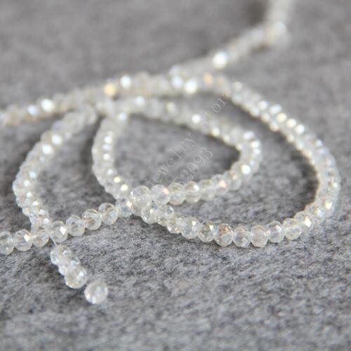 T8211 3X4mm Faceted White AB+ colorful glass Crystal beads!Natural Shitou Fit For Making Bracelet&Necklace DIY Jewelry wholesale