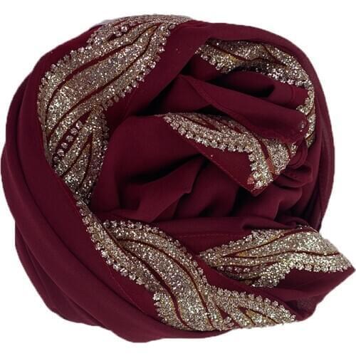 Heavy Chiffon Scarf Solider Color Long Soft Wrap Scarf Plus Size Shawl Scarves Sequins Femme Bufandas Hijabs Shinny Scarf