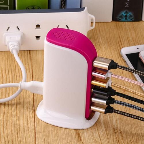6 Ports USB Hub Charger 6A Rapid Charging Station Desktop Travel Power Socket EU/US Plug Mobile Phone Tablet Charging Station