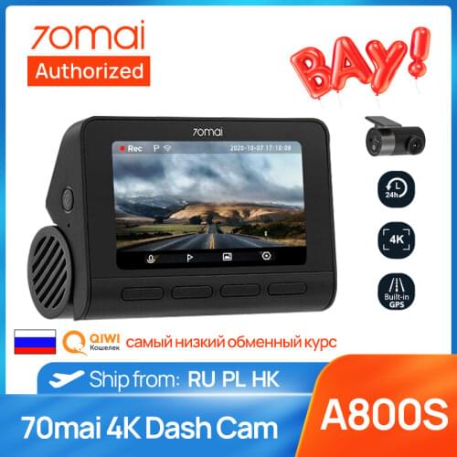 New 70mai Dash Cam A800S Vehicle 4K DVR 2021 Smart Camera Built-in GPS ADAS UHD Image SONY IMX415 140FOV 24H Car Parking Monitor