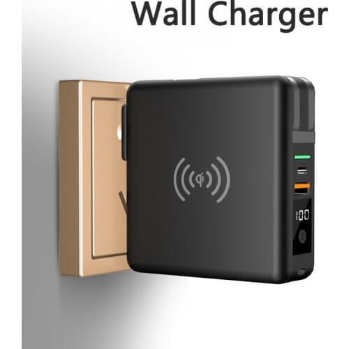 10000mAh Power Bank Wireless Charger QC3.0 Fast Charging Travel Wall Charger Powerbank Mobile Phone Charger for Samsung iPhone