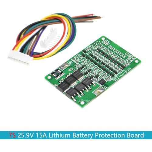 7S 25.9V 29.4V 15A 18650 Lithium Battery Charger Protection Board 7 Serial Li-ion Battery Charger Overcurrent Protection Module