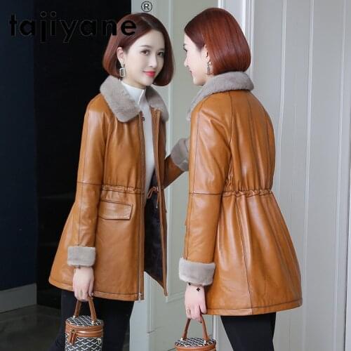 Female Jacket Down Winter Real Mink Fur Collar Jackets Woman Genuine Sheepskin Coats Women Clothing Mujer Parkas TN1615