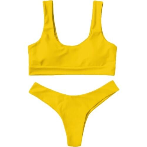 Women Sexy Bikini Swimsuit Push-Up Padded Bikini Swimsuit Beachwear Bikinis Solid Color Split Swimwear Bathing Suit Biquini