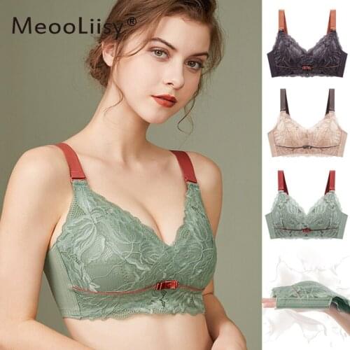 MeooLiisy Full Cup Womens Lingerie Anti-glare Sexy Lingeries Women Bras Plus Size Breathable Lace Female Underwear