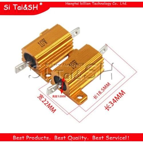 2pcs 10W Aluminum Power Metal Shell Case Wirewound Resistor 0.1 ~ 10K 0.5 1 2 3 5 6 8 10 20 100 150 200 300 500 1K 5K 10K ohm