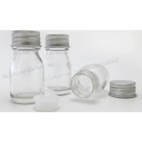 200 x 30ml clear glass bottles with aluminum cap and insert. 1oz Transparent Glass Container