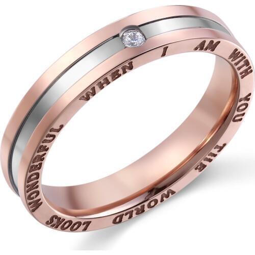 2019 Titanium Steel Rings Jewelry Rose Gold Silver alliance Zirconia Wedding Engagement Rings For Women Men Anneaux Size 5-12