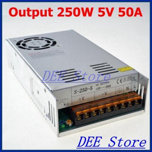250W 5V(4.5V~5.5V) 50A Single Output Adjustable Switching power supply unit for LED Strip light Universal AC-DC Converter