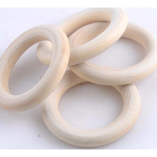 30 wood teething beads - Wooden Ring - 1.6 inch diameter (40mm) - Great for Jewelry, Teethers, Ring Toss Games and More