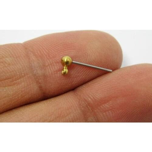 30pcs Earring posts with Brass ball pad 14x5x3mm Raw brass earrings post R204
