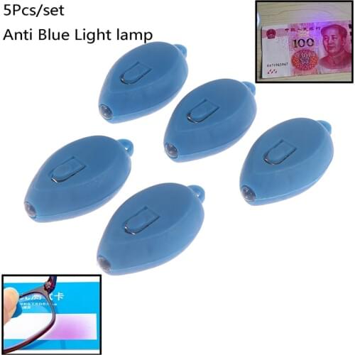 5pcs Mini UV Keychain LED Key Ring Flash Flashlight Torch Anti Blue Light Test Lamp