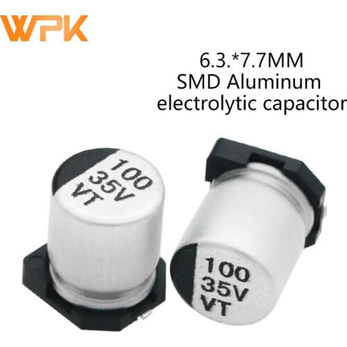 50Pcs 6.3*7.7 SMD Aluminum Electrolytic Capacitor Set 10V 16V 25V 35V 100V 50V 47UF 100UF 150UF 220UF 330UF 470UF Assorted Kits
