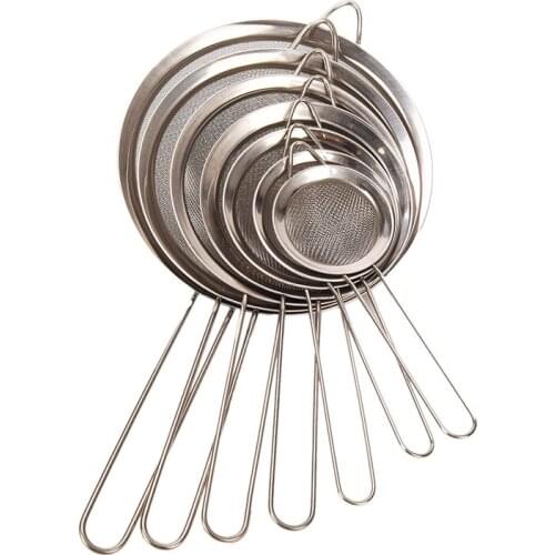 7/8/10/12/14/16/18/20/22cm Kitchen Stainless Steel Flour Tea Strainer Mesh Colander Sieve Filter Sifter