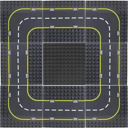 Road Baseplate 19*19cm City Road Street Combo Base Plate Straight Curve DIY Building Blocks Big Particle Bricks Baby Toy