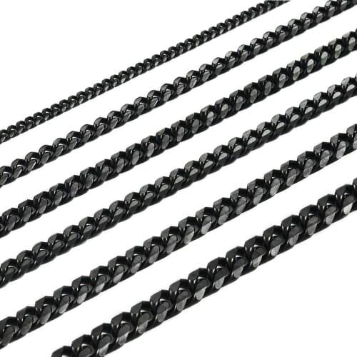 Fashion Mens Chain 3.5/5/6/7/8mm Stainless Steel Necklace Cuban Black Chain Waterproof Women Link Punk Chain Jewelry Gift