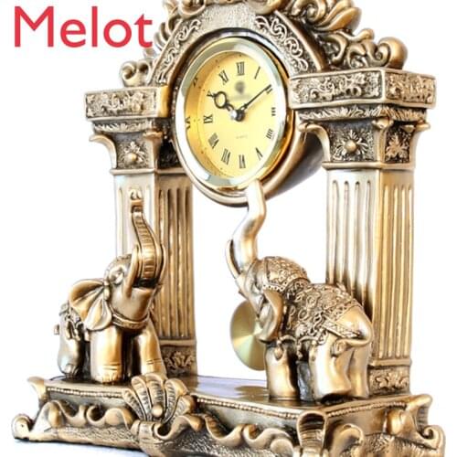 Living Room Clock Elephant Clock Desk Clock Decoration Retro Fashion Creative Large Study Desktop Clock