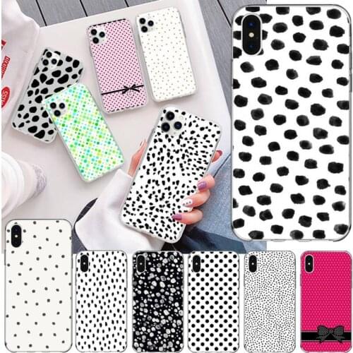 Black And White Polka Dot Phone Case For iphone 12 11 Pro Max Mini XS Max 8 7 6 6S Plus X 5S SE 2020 XR Silicone Soft Cover