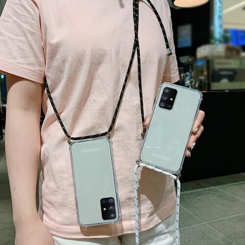 Crossbody Necklace Case for Samsung Galaxy S21 S20 FE Ultra S10 Plus S9 Note 20 10 5G A51 A71 Rope Lanyard Shoulder Strap Cover