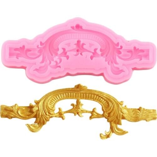 Flower Cake Border Silicone Mold Baroque Relief Cupcake Topper Fondant Cake Decorating Tools Candy Clay Chocolate Gumpaste Mould