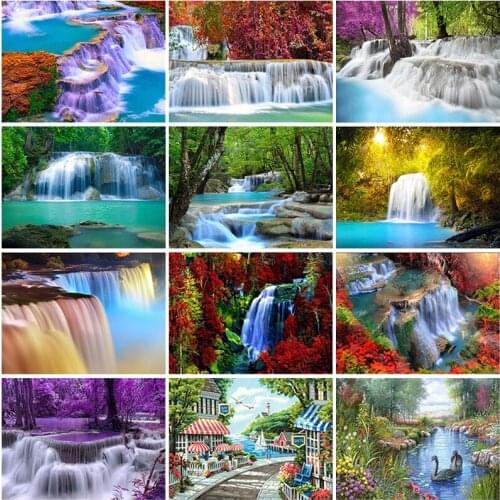 DIY Diamond Painting Waterfall Landscape 5D Full Square/Round Resin Rhinestone Embroidery Scenery Diamond Mosaic Home Decor Gift