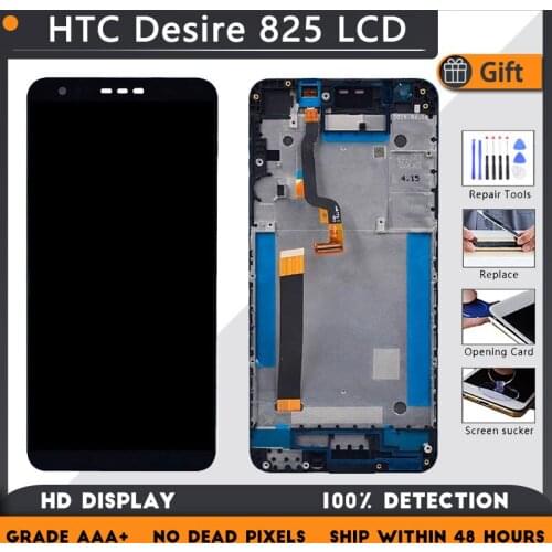 For HTC Desire 825 LCD screen assembly with front case touch glass,5.5 inches LCD Display original Black White