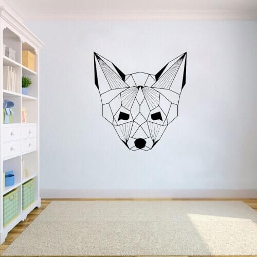 Geometric Animal Foxs Head Art Decor Vinyl Wall Decals Wall Stickers for Nursery Kids Room Home Bedroom Poster cx297