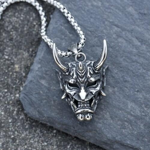 Gothic Stainless Steel Satanic Demon Pendant Mens Necklace Punk Hip Hop Biker Demon goth Necklace Jewelry Gift Wholesale
