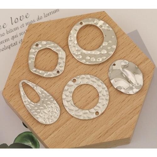HAOSAW Choose 6Pcs/Lot Rhodium Colors/Zinc Alloy Charms/Dot/Connections/Hollow Out Design/Jewelry Accessories/Earring Findings