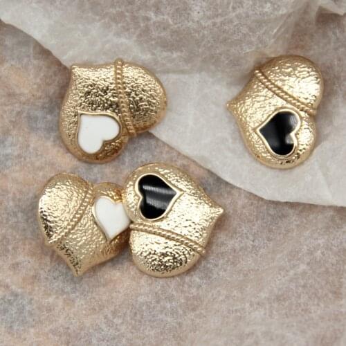 HENGC 15mm Gold Metal Women Coat Heart Buttons For Clothing Vintage Blouse Shirt Decorative DIY Crafts Accessories Wholesale