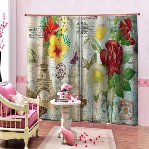 Customized size Luxury Blackout 3D Window Curtains For Living Room retro tower curtains Decoration curtains