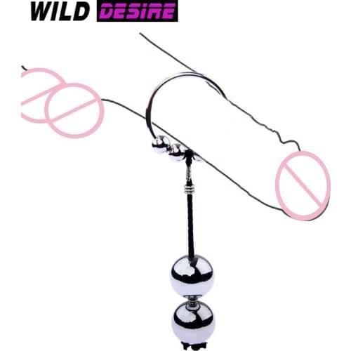 Metal Cock Ring With Training Balls Heavy Male Weight Penis Ring Delay Ejaculation Bondage Sex Toys Men Penis Training Extender