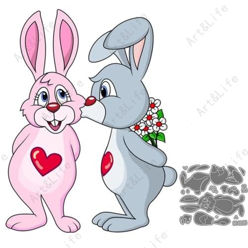 Easter Rabbits Kiss Hot New Metal Cutting Dies Cute Stencils for Making Scrapbook Album Birthday Paper Cards Embossing Cut Die