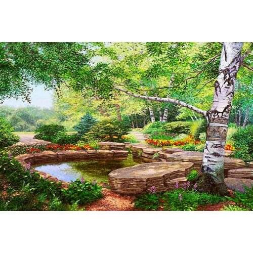 MM 14/16/18/28 CROSS STITCH Full Round Drill 5D DIY Diamond Painting " Landscape tree " 3D Embroidery Cross Stitch Home Decor