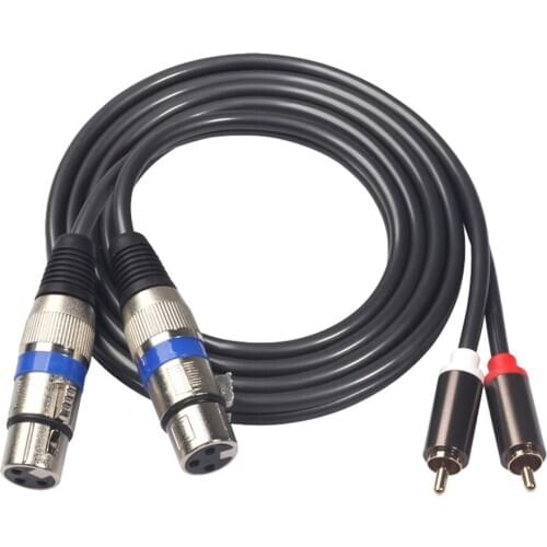 Lots 2 Pro Black Microphone Headphones RCA Plug to XLR Audio Cable Lead NEW